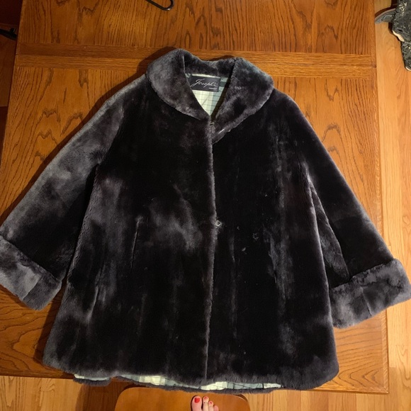 Vintage pewter shearling coat, fully lined - Picture 2 of 8